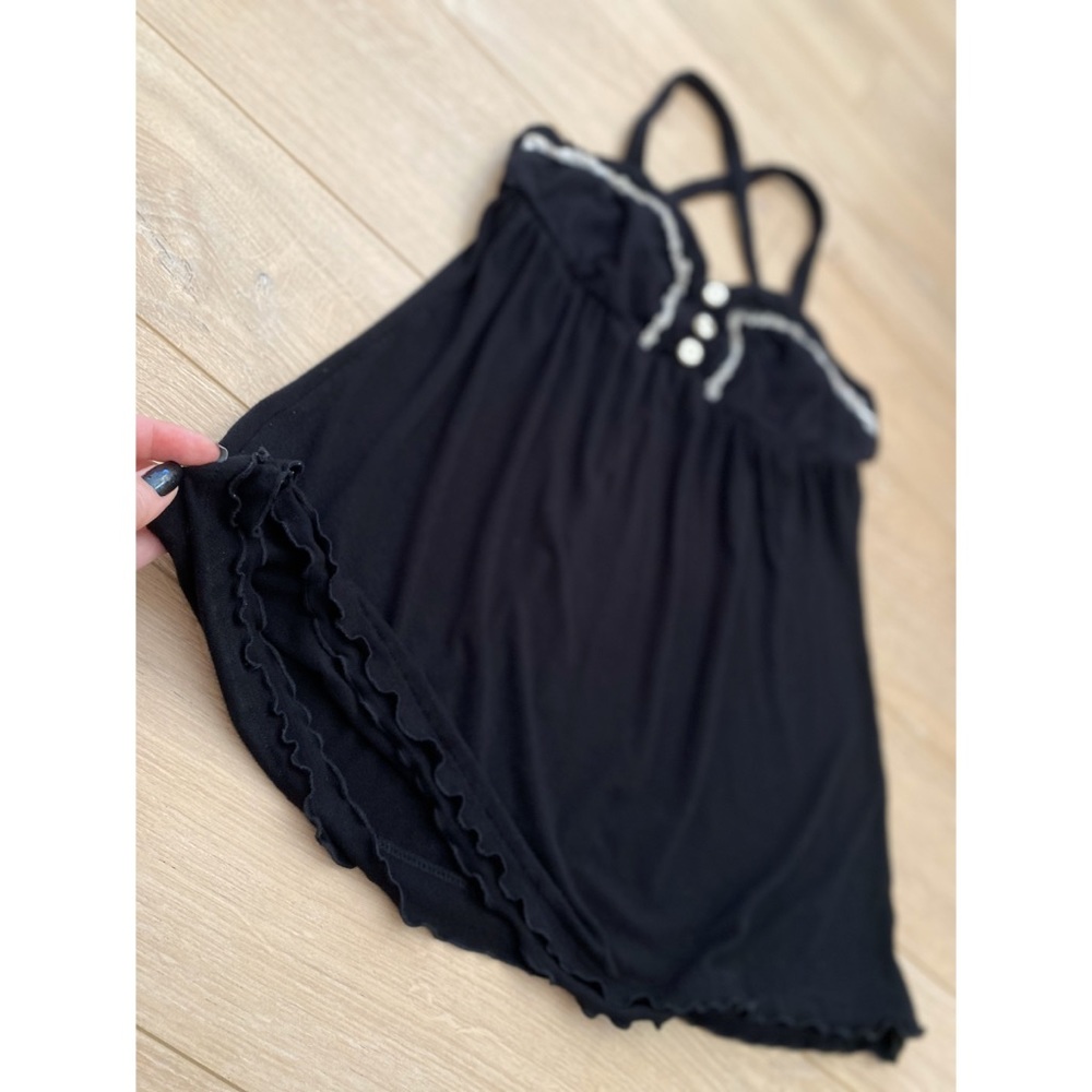 Split Ruffle Cross Back Adjustable Tunic Tank - image 4